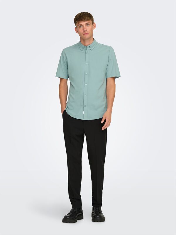 ONSTARP SLIM PIQUE BTN DOWN SS SHIRT Erkek Mavi KK Gömlek - 22026106