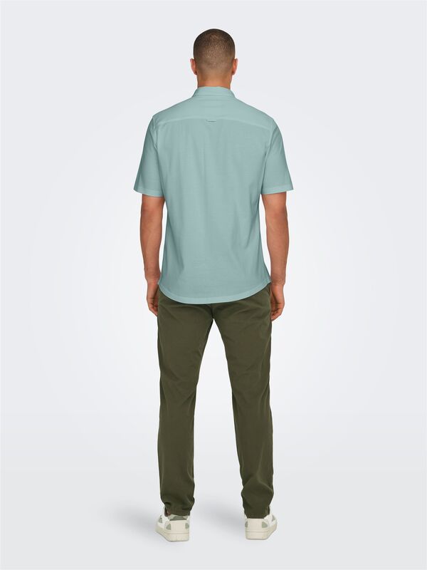 ONSTARP SLIM PIQUE BTN DOWN SS SHIRT Erkek Mavi KK Gömlek - 22026106