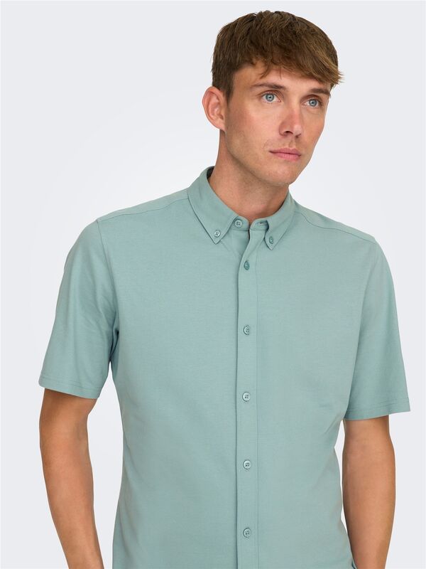 ONSTARP SLIM PIQUE BTN DOWN SS SHIRT Erkek Mavi KK Gömlek - 22026106