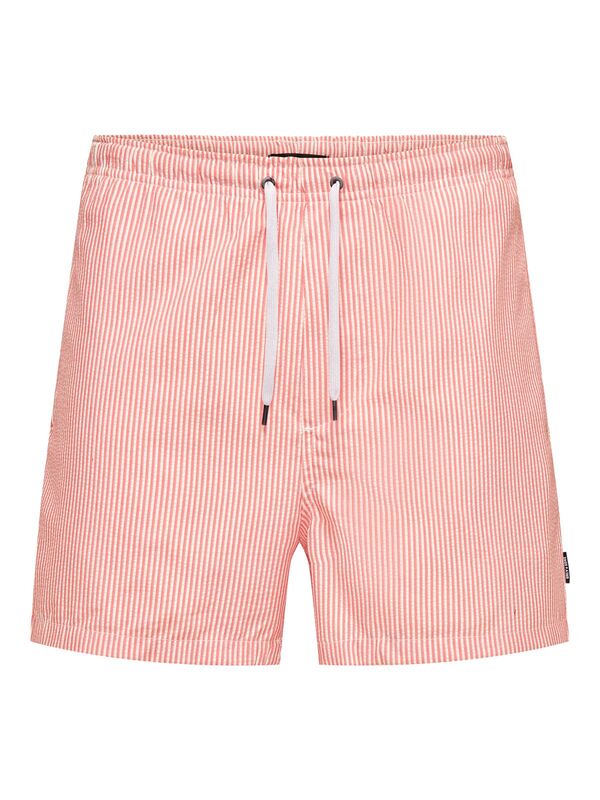 Only & Sons - ONSTED STRIPE SEERSUCKER SWIM NOOS Erkek Kırmızı Deniz Şortu - 22021841