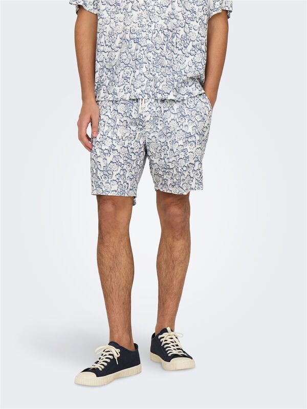 Only & Sons - ONSTEL DASH LIFE REG AOP SHORTS Erkek Beyaz Şort - 22032734