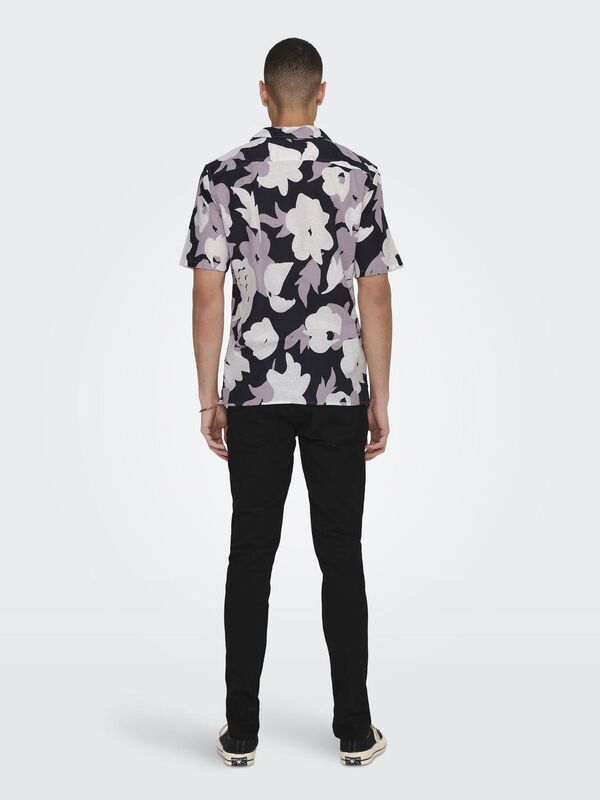 ONSTREV REG CTN LIN AOP SS SHIRT NOOS Erkek Pembe KK Gömlek - 22025125