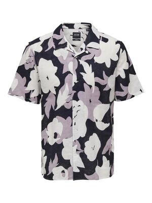 Only & Sons - ONSTREV REG CTN LIN AOP SS SHIRT NOOS Erkek Pembe KK Gömlek - 22025125