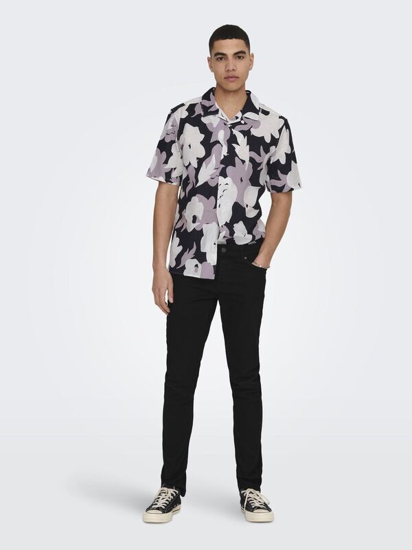 ONSTREV REG CTN LIN AOP SS SHIRT NOOS Erkek Pembe KK Gömlek - 22025125