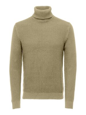 Only & Sons - Onstuck 7 Roll Neck Knit Erkek Bej Kazak - 22022595