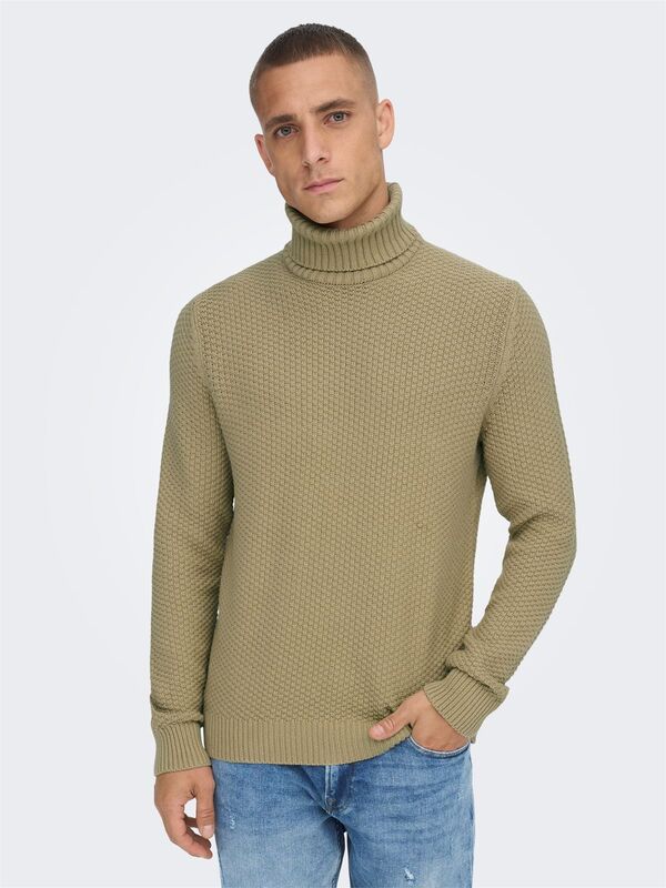 Onstuck 7 Roll Neck Knit Erkek Bej Kazak - 22022595