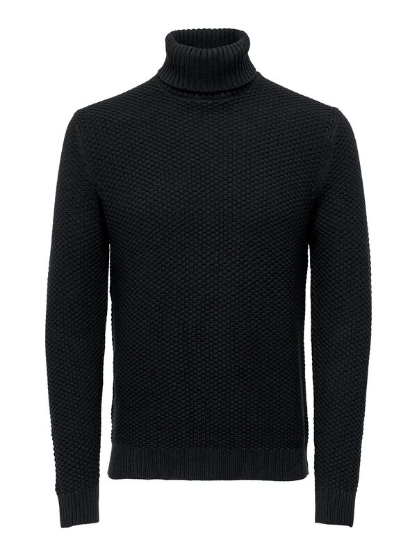 Only & Sons - Onstuck 7 Roll Neck Knit Erkek Siyah Kazak - 22022595