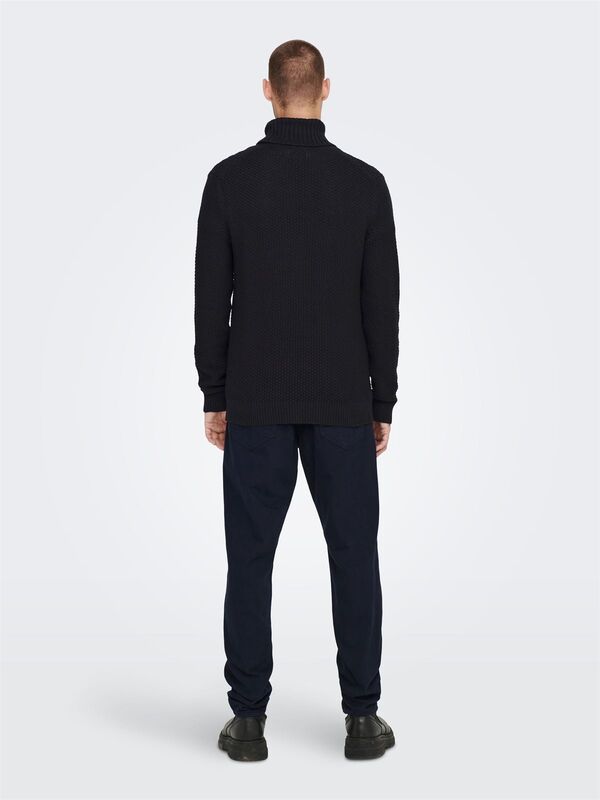 Onstuck 7 Roll Neck Knit Erkek Siyah Kazak - 22022595