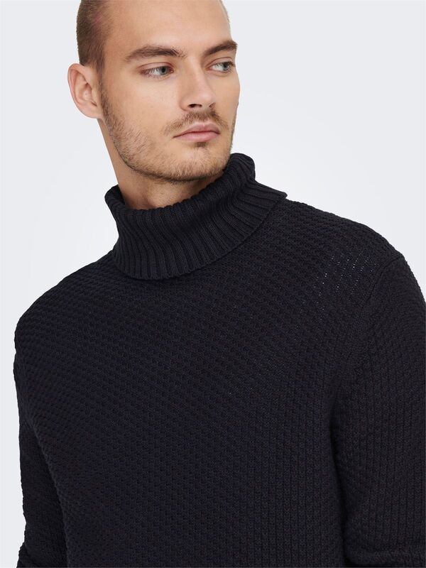 Onstuck 7 Roll Neck Knit Erkek Siyah Kazak - 22022595