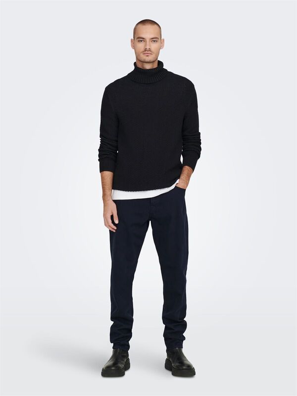 Onstuck 7 Roll Neck Knit Erkek Siyah Kazak - 22022595