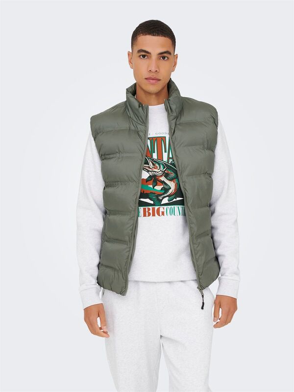 ONSUNION SEAMLESS LIFE PUFFER VEST OTW Erkek Gri Yelek - 22034830