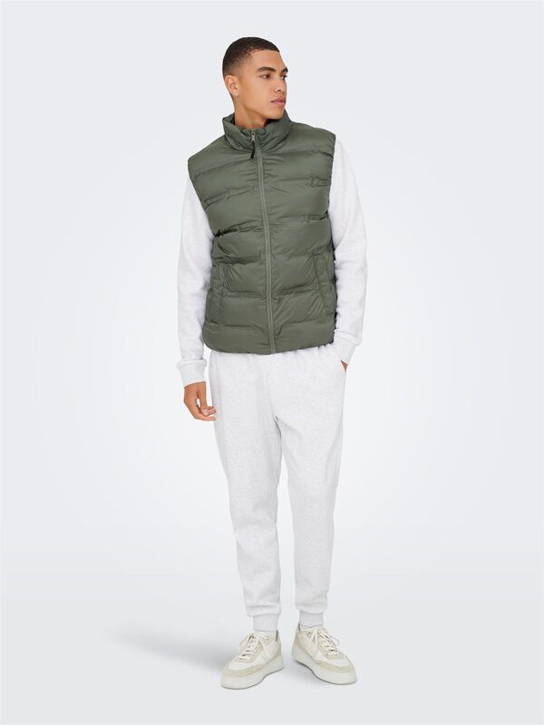 Only & Sons - ONSUNION SEAMLESS LIFE PUFFER VEST OTW Erkek Gri Yelek - 22034830