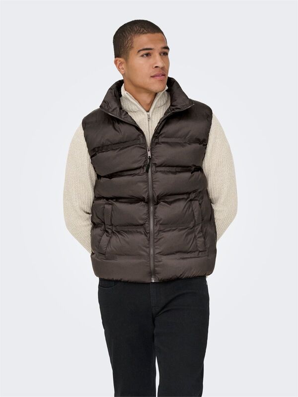 ONSUNION SEAMLESS LIFE PUFFER VEST OTW Erkek Kahverengi Yelek - 22034830