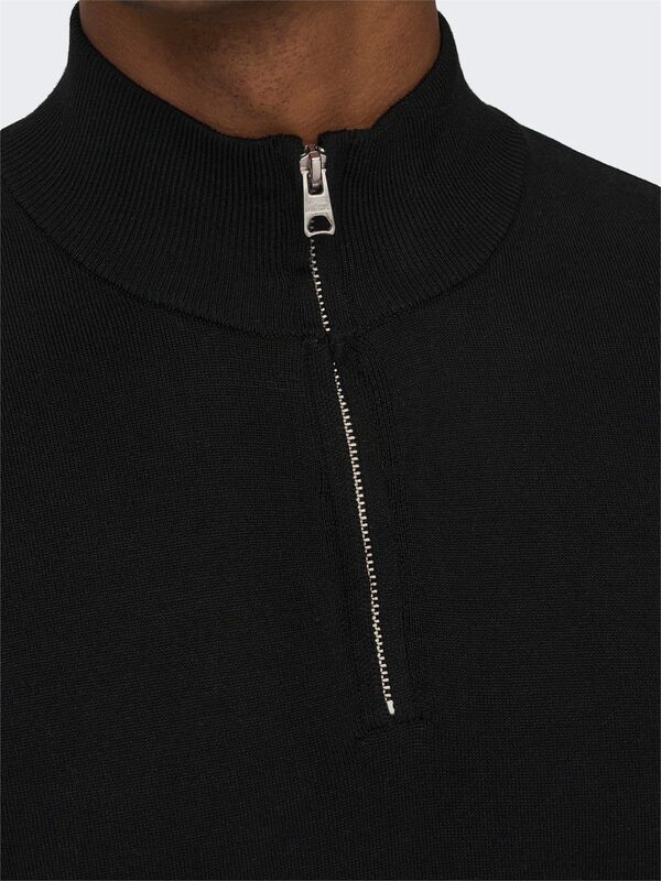 ONSWYLER LIFE REG 14 HALF ZIP KNIT NOOS Erkek Black Kazak - 22021264