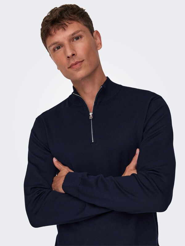 Only & Sons - ONSWYLER LIFE REG 14 HALF ZIP KNIT NOOS Erkek Blue Kazak - 22021264