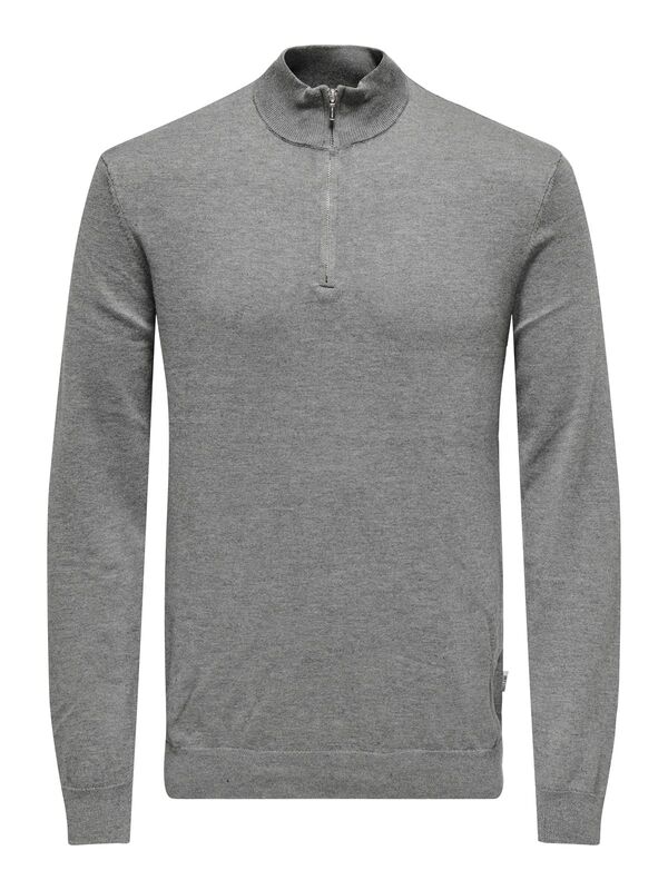 Only & Sons - ONSWYLER LIFE REG 14 HALF ZIP KNIT NOOS Erkek Gray Kazak - 22021264