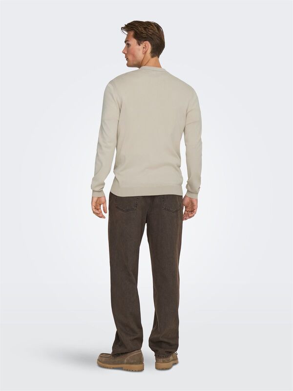 ONSWYLER LIFE REG 14 HALF ZIP POLO KNIT Erkek Gray Kazak - 22034225