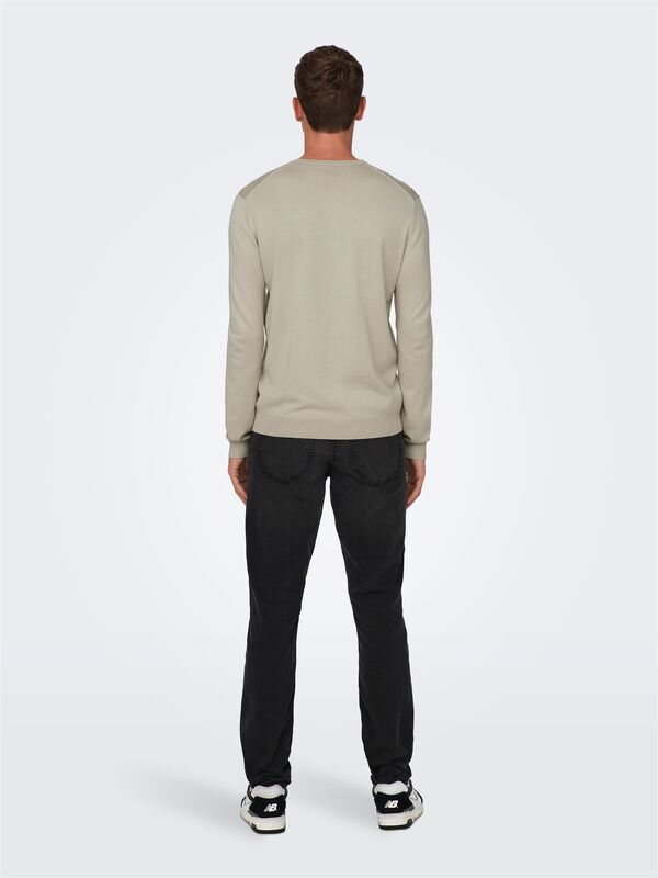 ONSWYLER LIFE REG 14 LS CREW KNIT NOOS Erkek Bej Kazak - 22020088