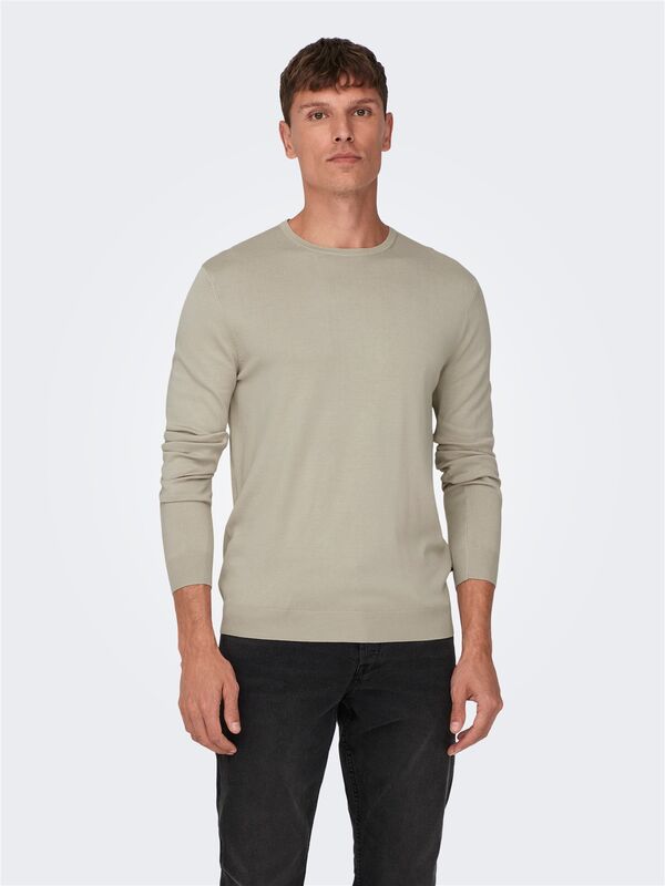 ONSWYLER LIFE REG 14 LS CREW KNIT NOOS Erkek Bej Kazak - 22020088