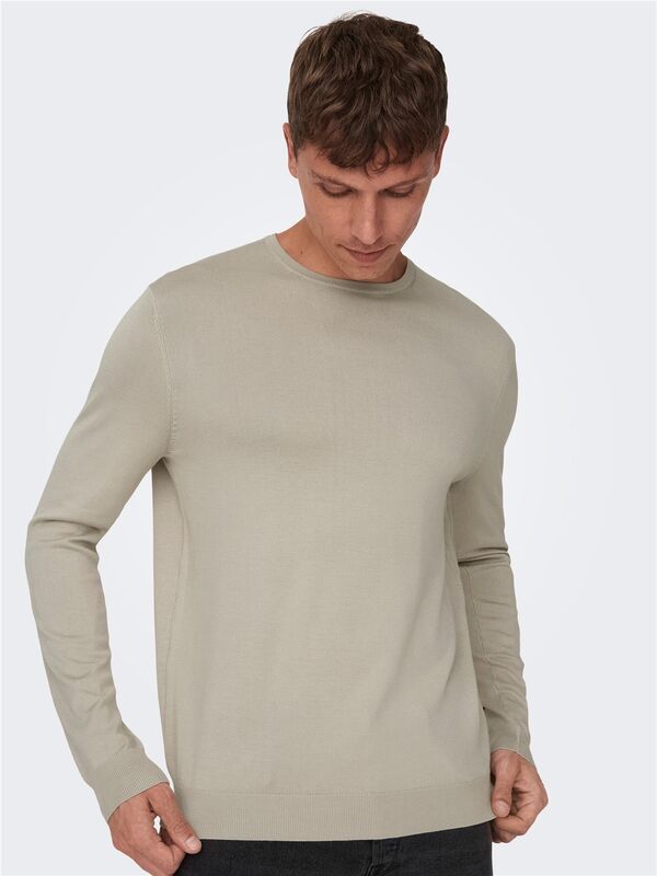 ONSWYLER LIFE REG 14 LS CREW KNIT NOOS Erkek Bej Kazak - 22020088