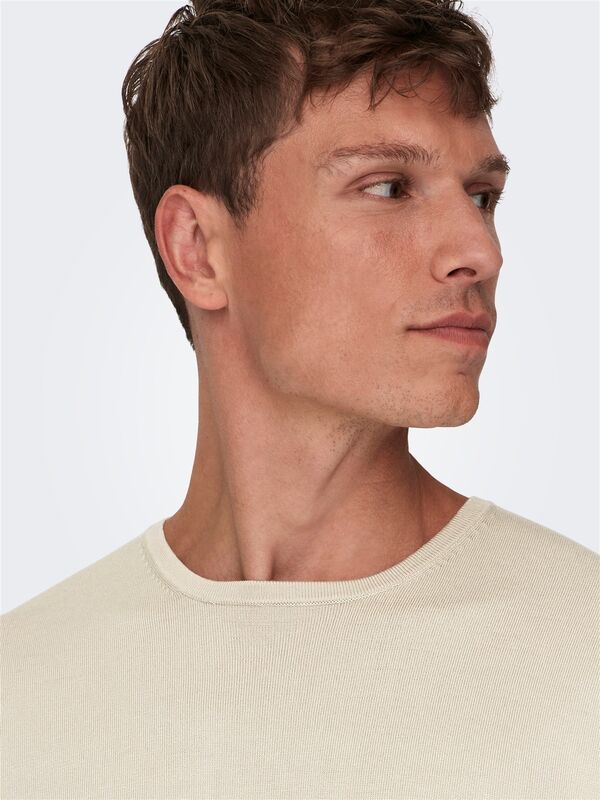 ONSWYLER LIFE REG 14 LS CREW KNIT NOOS Erkek Bej Kazak - 22020088