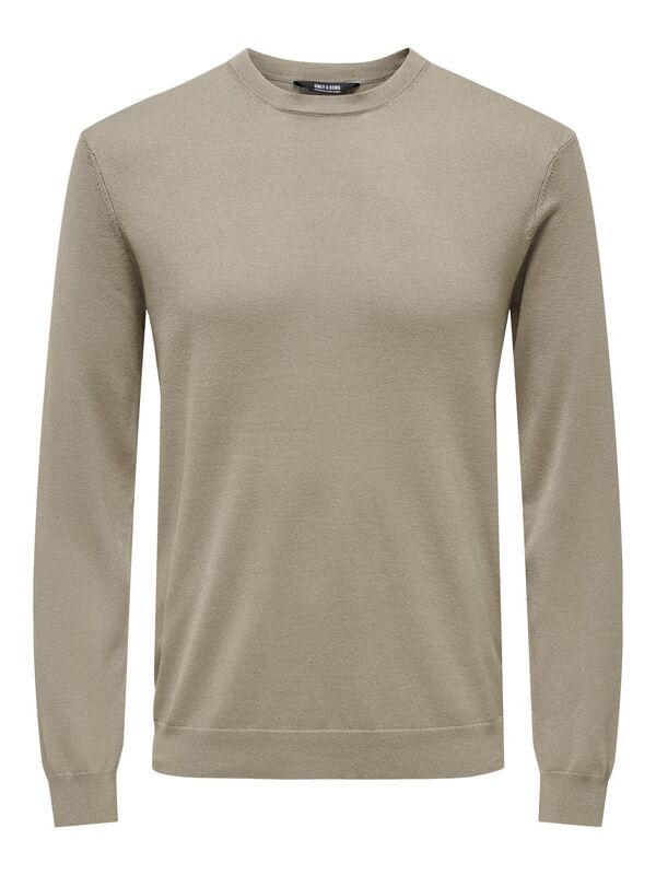 Only & Sons - ONSWYLER LIFE REG 14 LS CREW KNIT NOOS Erkek Kahverengi Kazak - 22020088