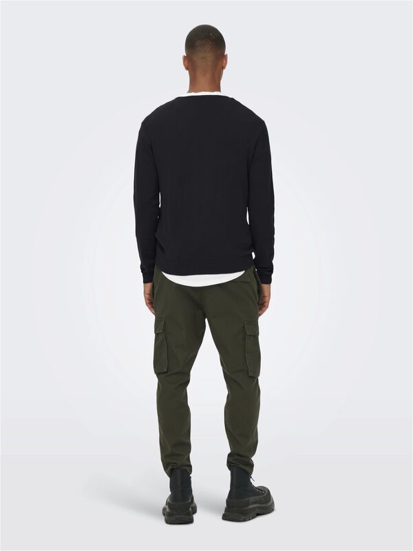 ONSWYLER LIFE REG 14 LS CREW KNIT NOOS Erkek Siyah Kazak - 22020088