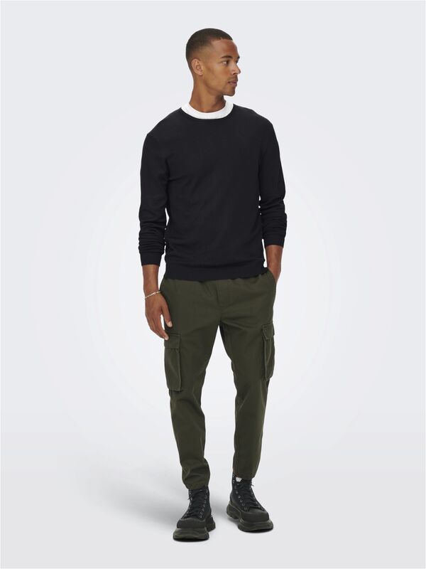 ONSWYLER LIFE REG 14 LS CREW KNIT NOOS Erkek Siyah Kazak - 22020088