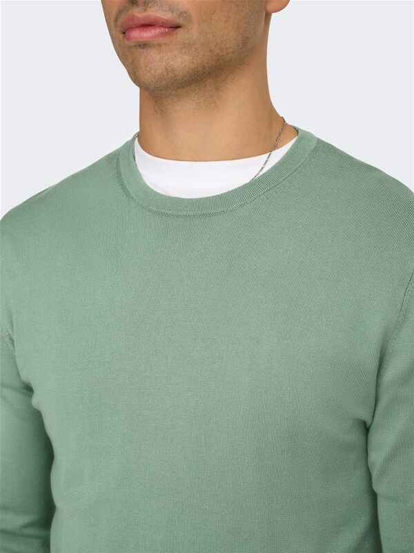 ONSWYLER LIFE REG 14 LS CREW KNIT NOOS Erkek Yeşil Kazak - 22020088