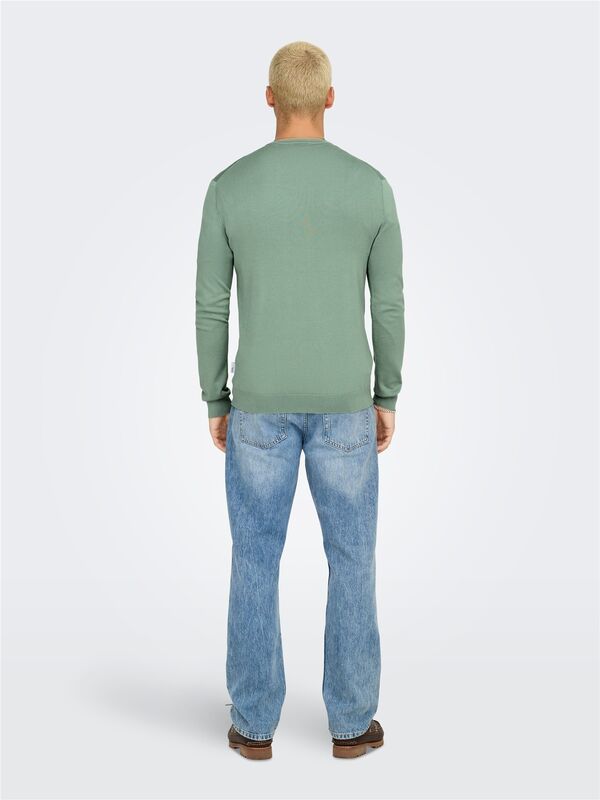 ONSWYLER LIFE REG 14 LS CREW KNIT NOOS Erkek Yeşil Kazak - 22020088