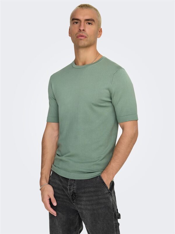ONSWYLER LIFE REG 14 SS KNIT Erkek Yeşil T-Shirt - 22022928