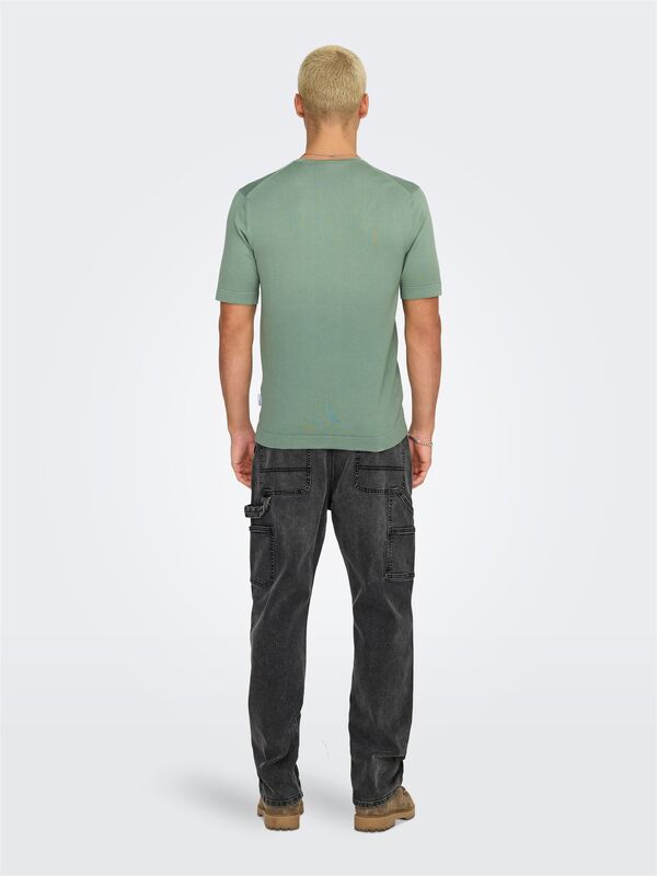 ONSWYLER LIFE REG 14 SS KNIT Erkek Yeşil T-Shirt - 22022928