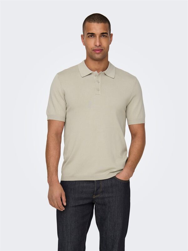 ONSWYLER LIFE REG 14 SS POLO KNIT NOOS Erkek Bej Kazak - 22022219