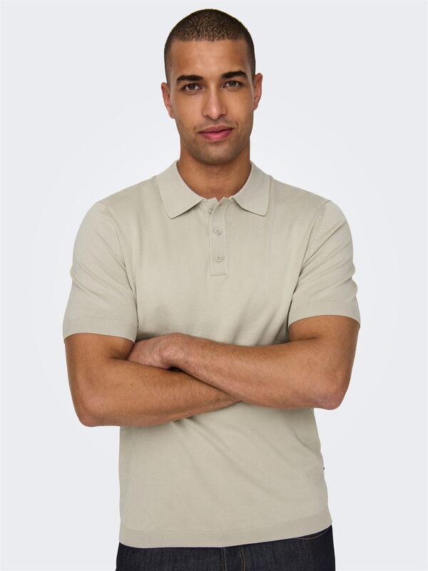 ONSWYLER LIFE REG 14 SS POLO KNIT NOOS Erkek Bej Kazak - 22022219