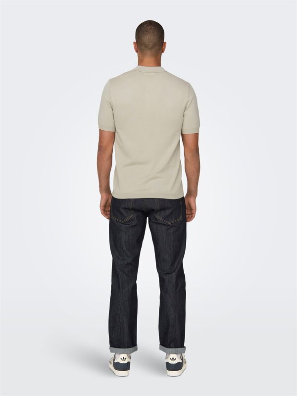 ONSWYLER LIFE REG 14 SS POLO KNIT NOOS Erkek Bej Kazak - 22022219