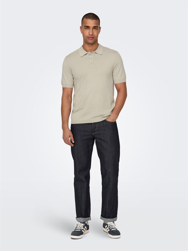 ONSWYLER LIFE REG 14 SS POLO KNIT NOOS Erkek Bej Kazak - 22022219