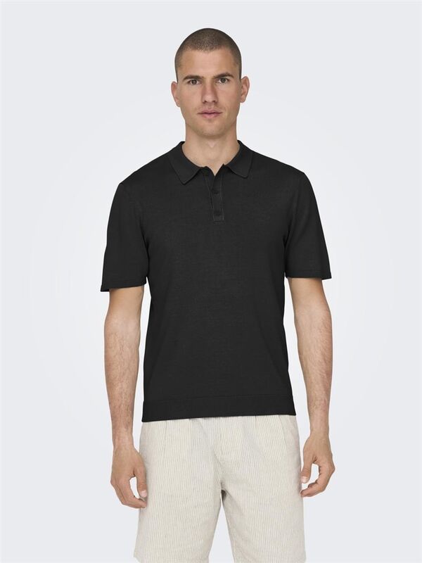 ONSWYLER LIFE REG 14 SS POLO KNIT NOOS Erkek Siyah Kazak - 22022219