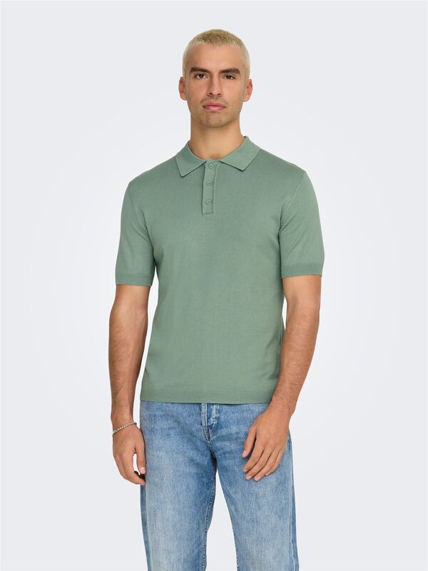 ONSWYLER LIFE REG 14 SS POLO KNIT NOOS Erkek Yeşil Kazak - 22022219