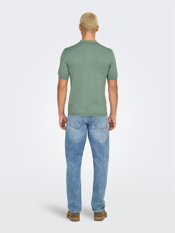 ONSWYLER LIFE REG 14 SS POLO KNIT NOOS Erkek Yeşil Kazak - 22022219