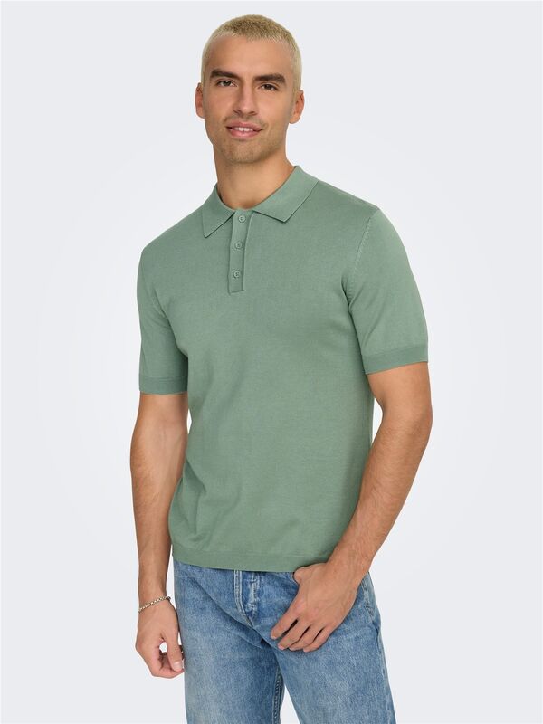 ONSWYLER LIFE REG 14 SS POLO KNIT NOOS Erkek Yeşil Kazak - 22022219