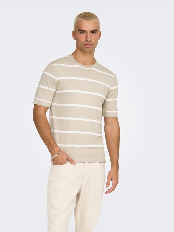 ONSWYLER LIFE REG 14 SS STRIPED KNIT Erkek Gri Kazak - OS22032764
