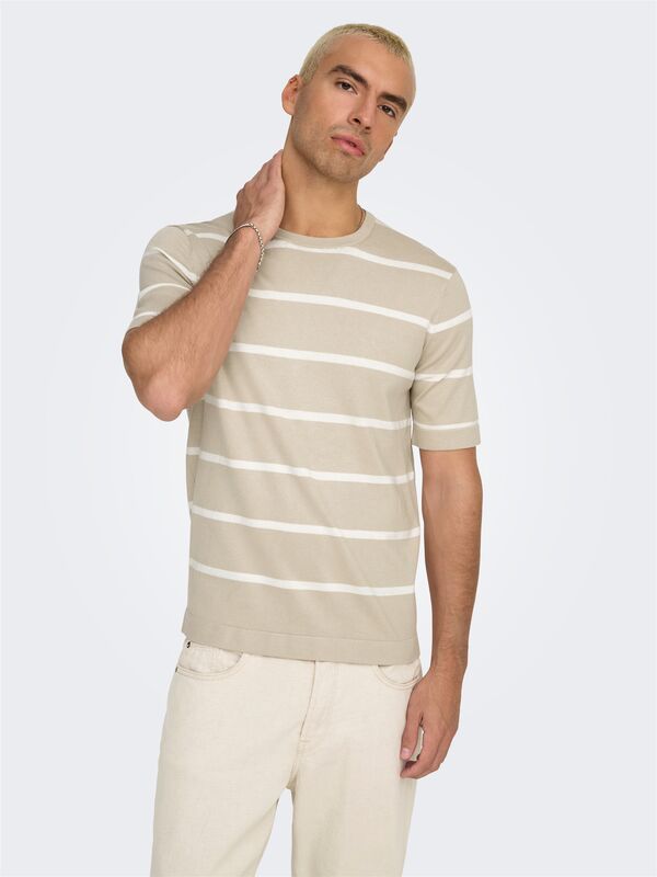 ONSWYLER LIFE REG 14 SS STRIPED KNIT Erkek Gri Kazak - OS22032764