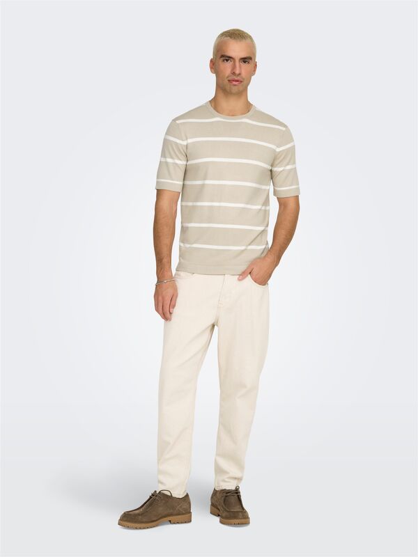 ONSWYLER LIFE REG 14 SS STRIPED KNIT Erkek Gri Kazak - OS22032764