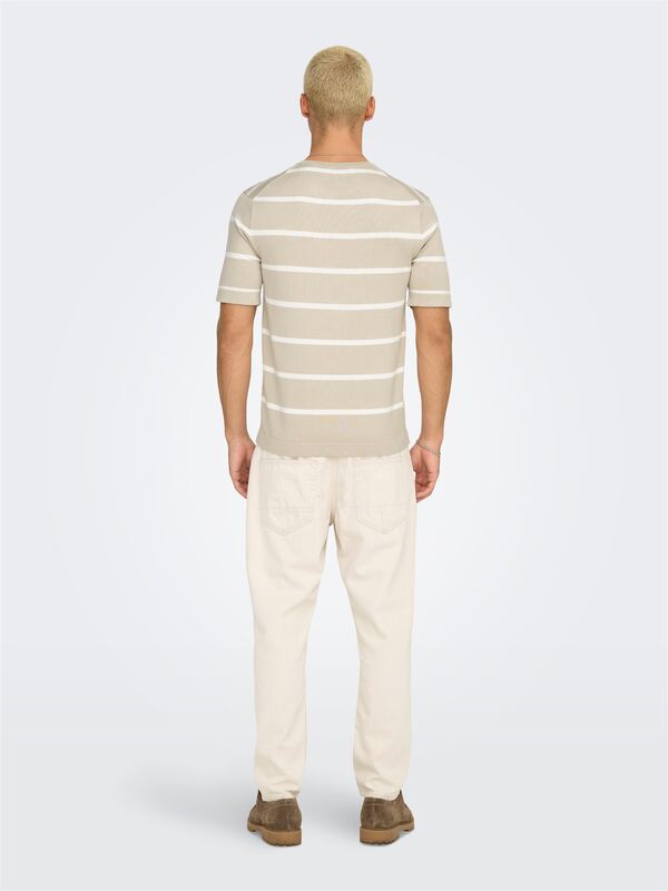 ONSWYLER LIFE REG 14 SS STRIPED KNIT Erkek Gri Kazak - OS22032764