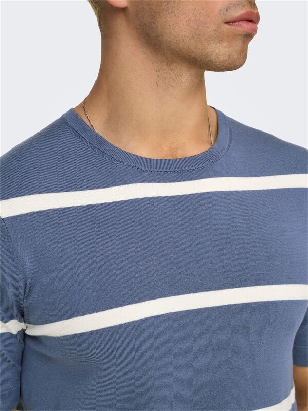 ONSWYLER LIFE REG 14 SS STRIPED KNIT Erkek Mavi Kazak - OS22032764