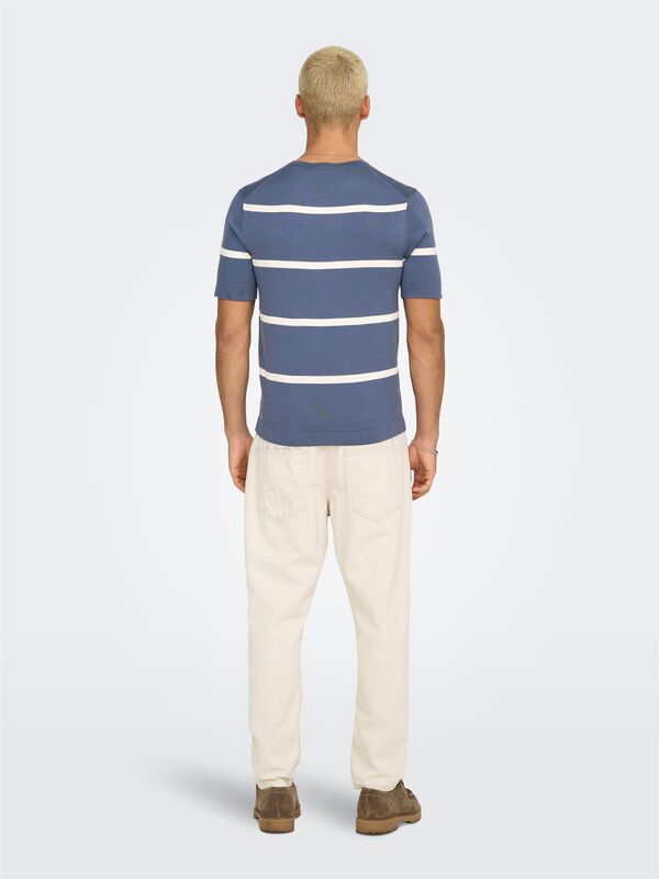 ONSWYLER LIFE REG 14 SS STRIPED KNIT Erkek Mavi Kazak - OS22032764