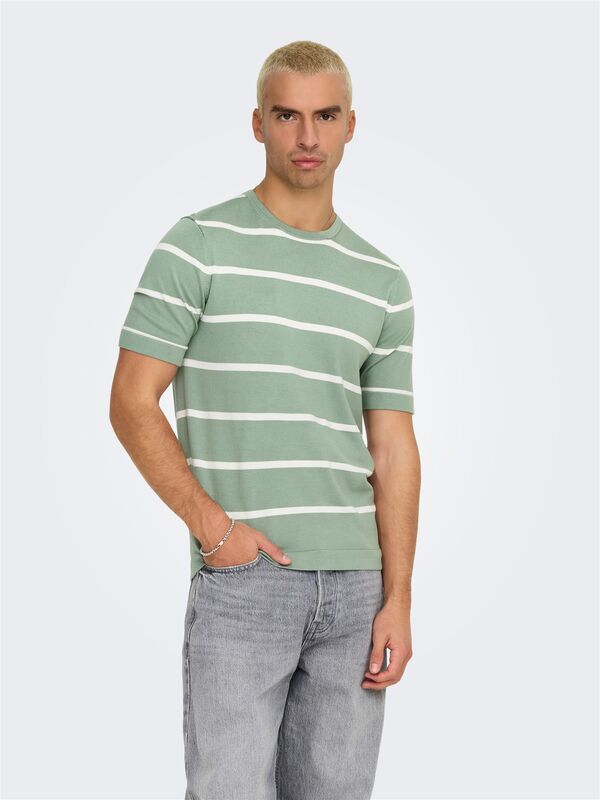 ONSWYLER LIFE REG 14 SS STRIPED KNIT Erkek Yeşil Kazak - OS22032764