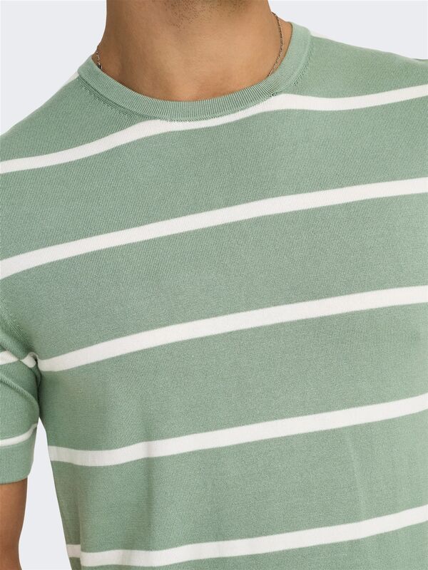 ONSWYLER LIFE REG 14 SS STRIPED KNIT Erkek Yeşil Kazak - OS22032764