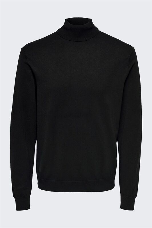 Only & Sons - Onswyler Life Reg Roll Neck Knit Noos Erkek Siyah Kazak - 22020879