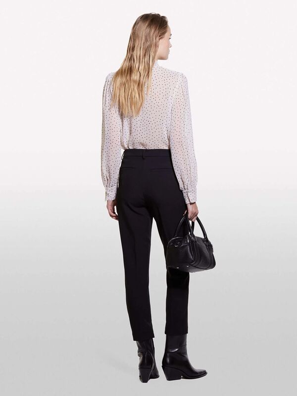 Önü Bağlama Detaylı Desenli Uzun Kollu Şifon Bluz Kadın 76Y Bluz - 324A52UMLQ088